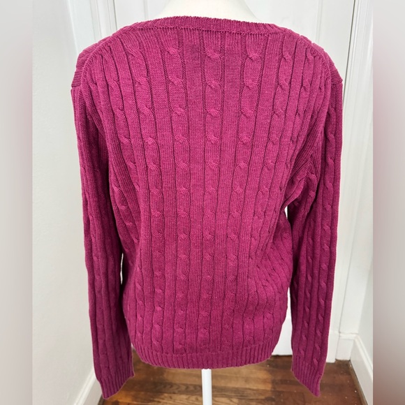 Polo Ralph Lauren dark pink purple cable knit sweater women’s XL - Picture 3 of 4